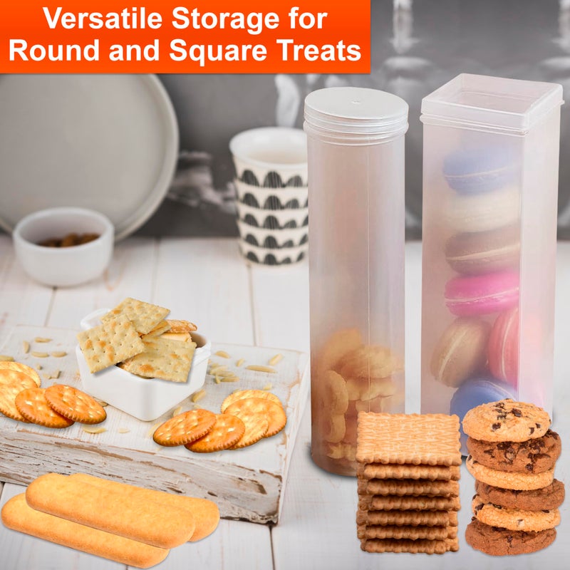 Home-X Set of 2 - Saltine Cracker Sleeve Storage Container / Cookie Stay Fresh Keeper, 1 Round and 1 Square - Image 4